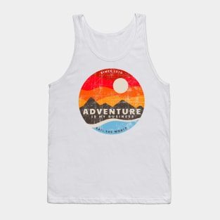 Adventure is My Business Since 1970 - Sail the World - Distressed Retro Style Tank Top